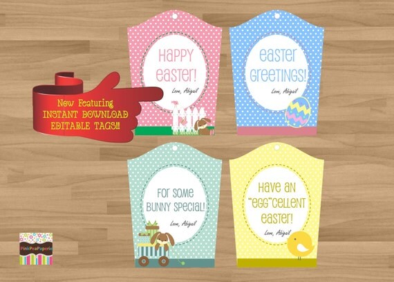 INSTANT DOWNLOAD - Personalized Easter Gift Tags (Great to be used as Favor Tags too!) Il_570xn