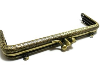15 cm (5.90 in) double purse frame with sewing holes antique brass F15/272