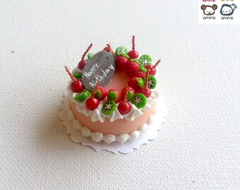 Polymer Clay Cake, miniature cake, food figurine, birthday, miniature clay sweet, miniature clay cake, mini, dessert, dollhouse, tiny, rose