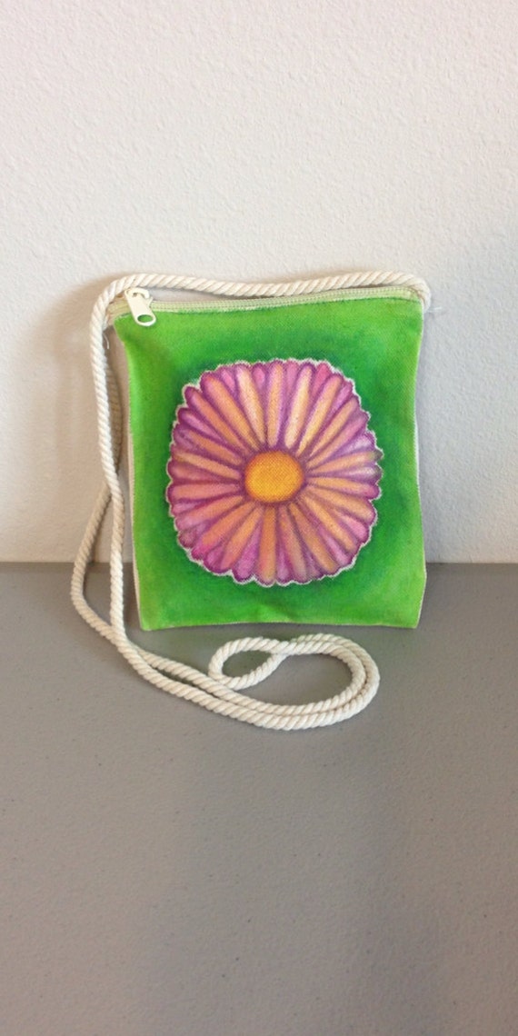 Items similar to Small Purse with Hand Painted Daisy on Etsy