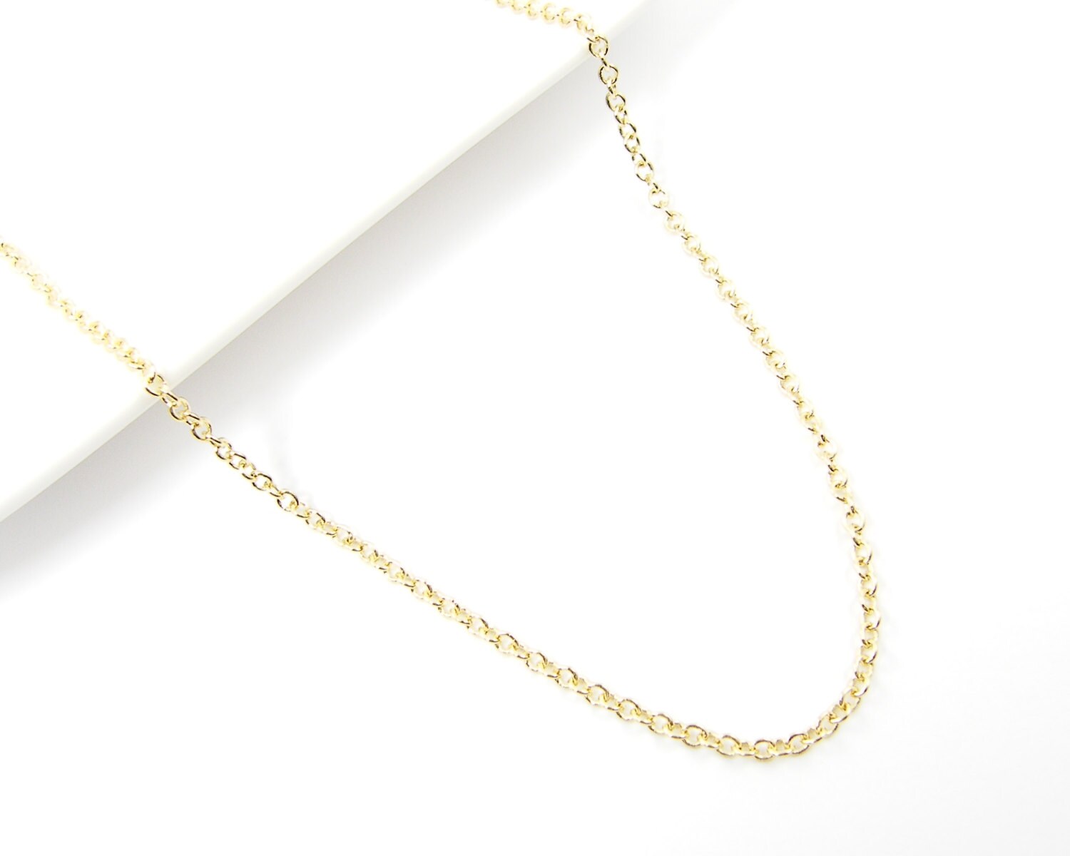 Gold Necklace Chain 30 Inch Small Link Gold Plated Cable Chain