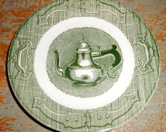 Vintage Plate, Royal China, Old Curiosity Shop, Tea Kettle, Green, Tea Pot, Hinges, Drawer Pulls, Coffee Pot, Bread & Butter Plate