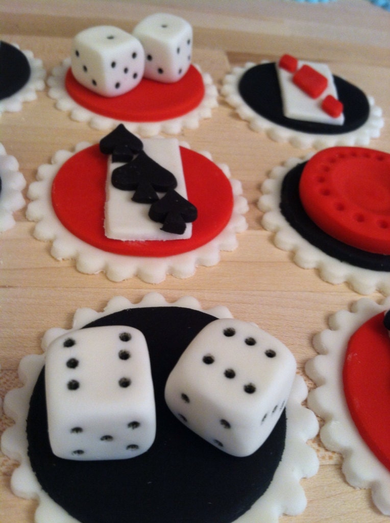 Casino Chips Poker Chips Edible Cake Toppers Wafer Icing Cupcake X
