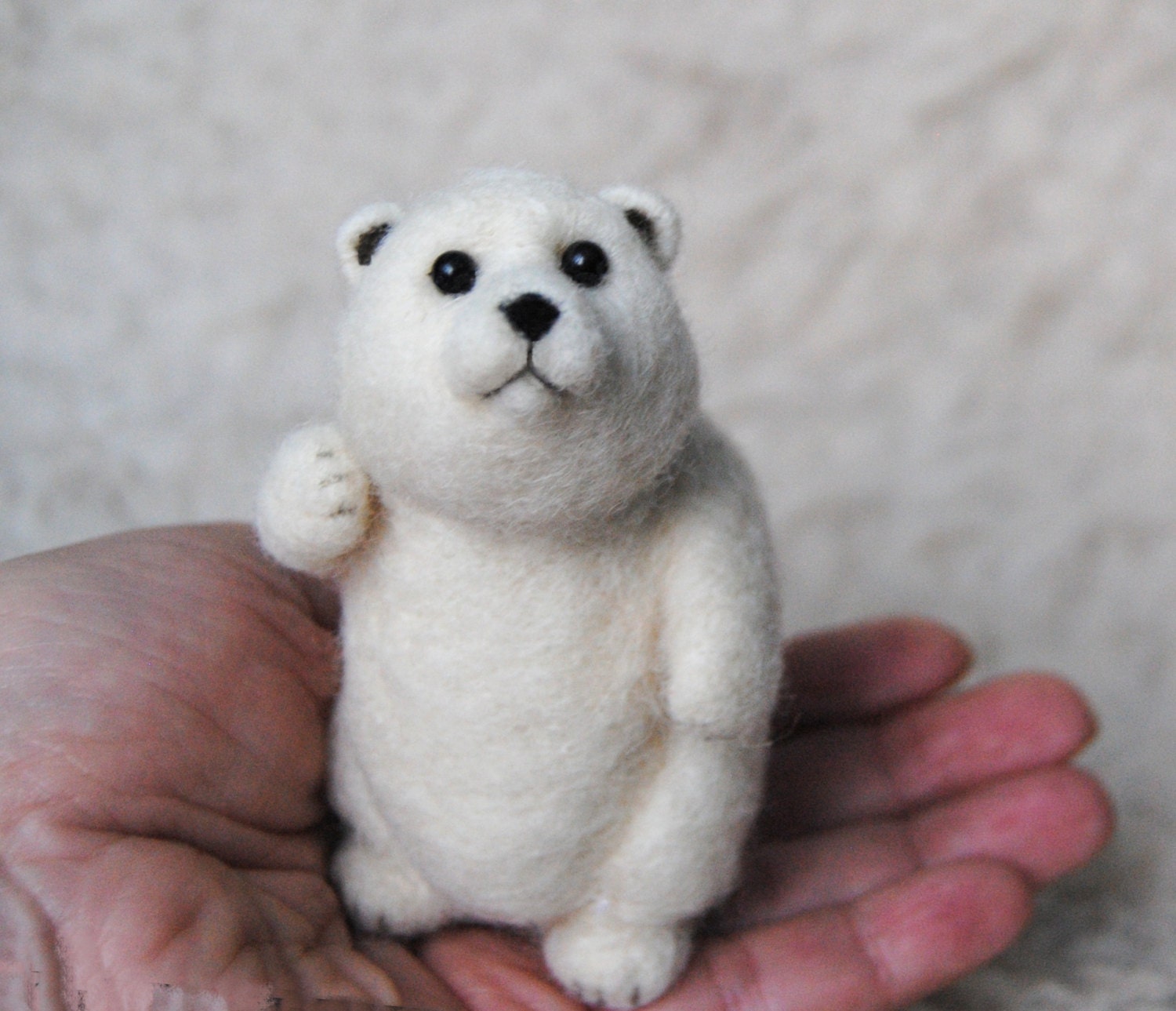 Needle Felted Polar Bear handmade animal Bear Doll Polar