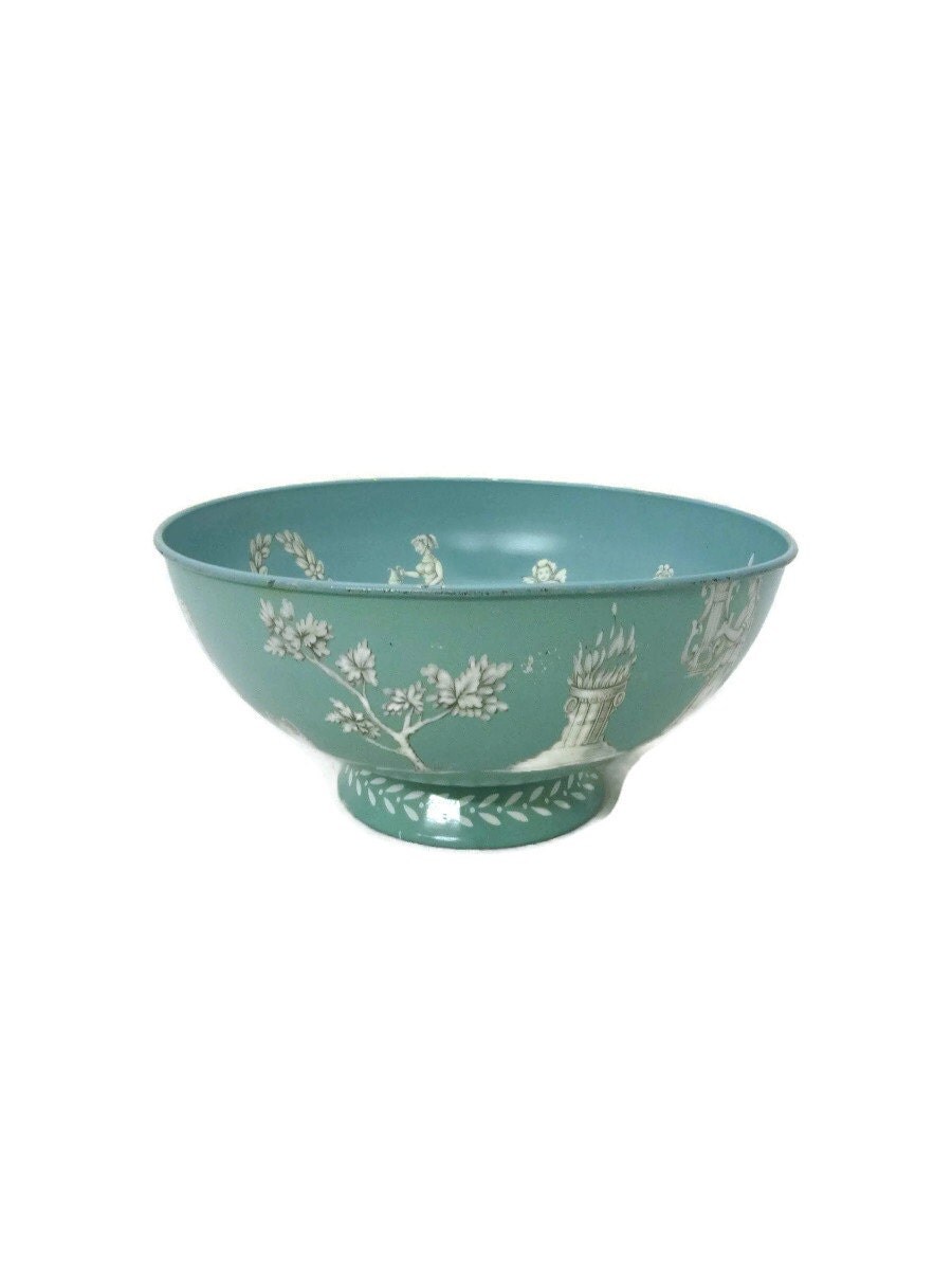 Baret Ware Bowls Art Grace Footed Grecian Motif Design Tin