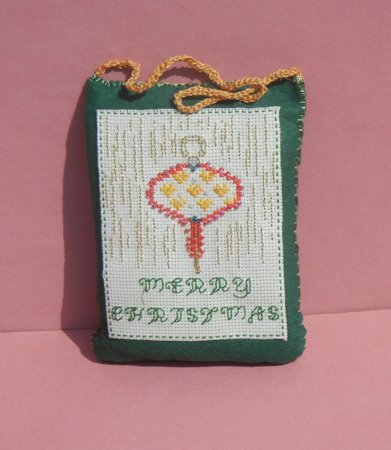 Merry Christmas Door Hanger Cross Stitch by FlossFlowersandCraft