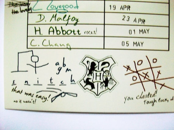 Harry Potter Postcard Hogwarts Library Card