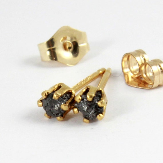 Tiny Rough Diamond Post Earrings 2mm 14K Gold Filled Studs