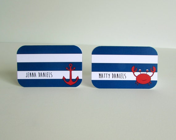 Personalized Tented Place Card Nautical Theme Party Anchor