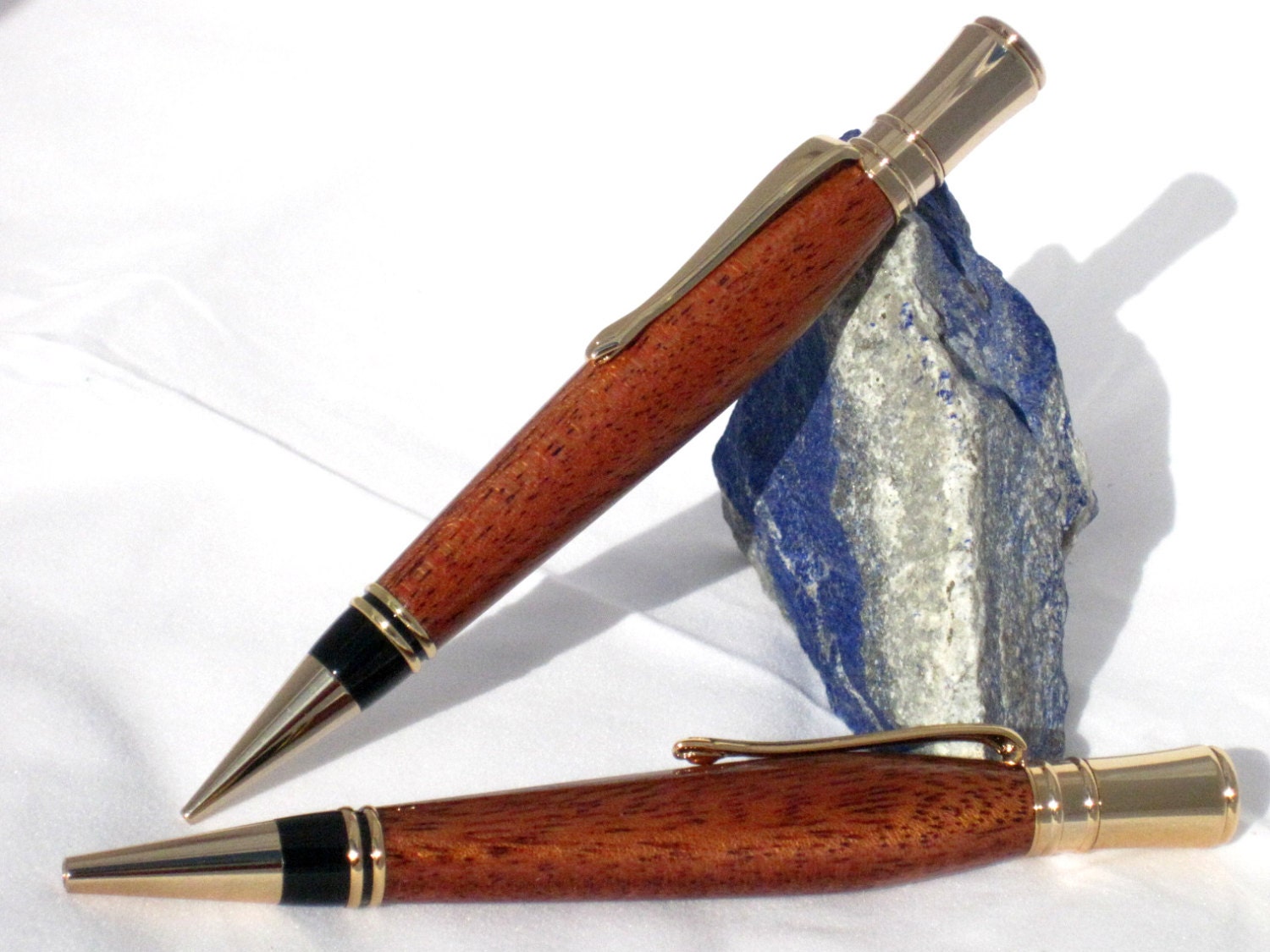 Wood Pen and Pencil Set in exotic sapele wood with 24k gold