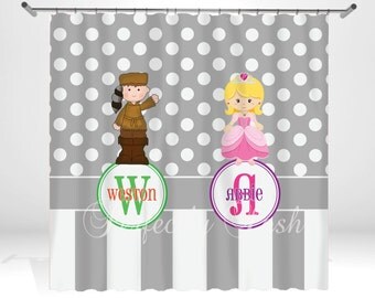 Dot Personalized Custom Shower Curtain Monogram with Name or Initials perfect for any bathroom
