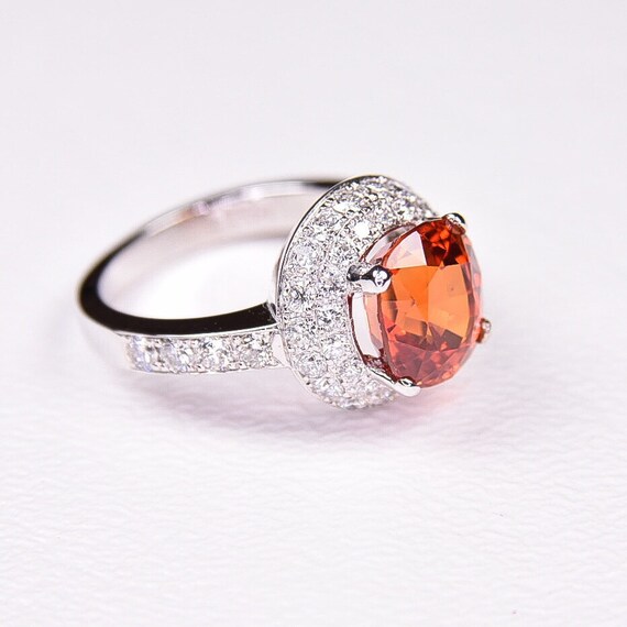 14K white gold Orange Sapphire ring by MasterJeweler on Etsy