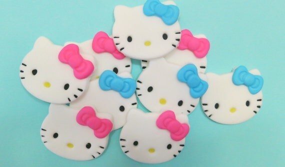 Hello Kitty Fondant cupcake toppers Il_570xn