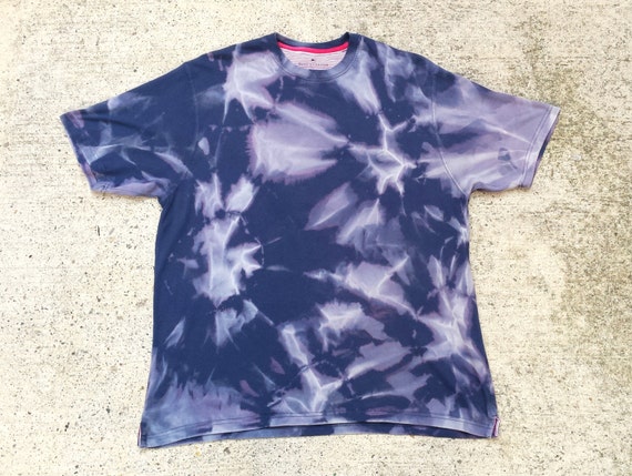 T-shirt Blue Mens Bleach Tie Dye size M