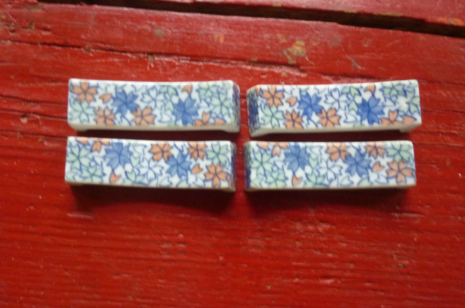 SALE Chopstick Holders Set of 4 Vintage Ceramic Chopstick Holders Asian