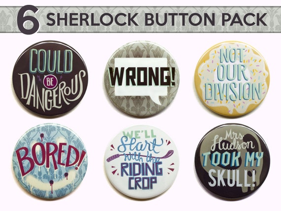 Sherlock Button Set by Pepper's Pins