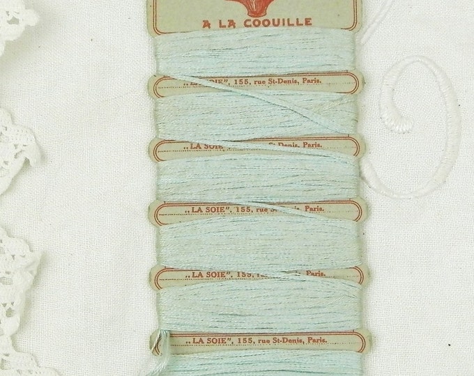 Antique French Card of Pale Sky Blue Colored Silk Thread / French Decor / Shabby Chic / Pale Blue / Parisian Decor / Craft Supplies / Sewing Antique French Card of Pale Sky Blue Colored Silk Thread / French Decor / Shabby Chic / Pale Blue / Parisian Decor / Craft Supplies / Sewing