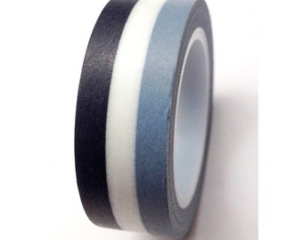 SALE Washi Tape, Monochromatic Stripes 15mm x 10 meters