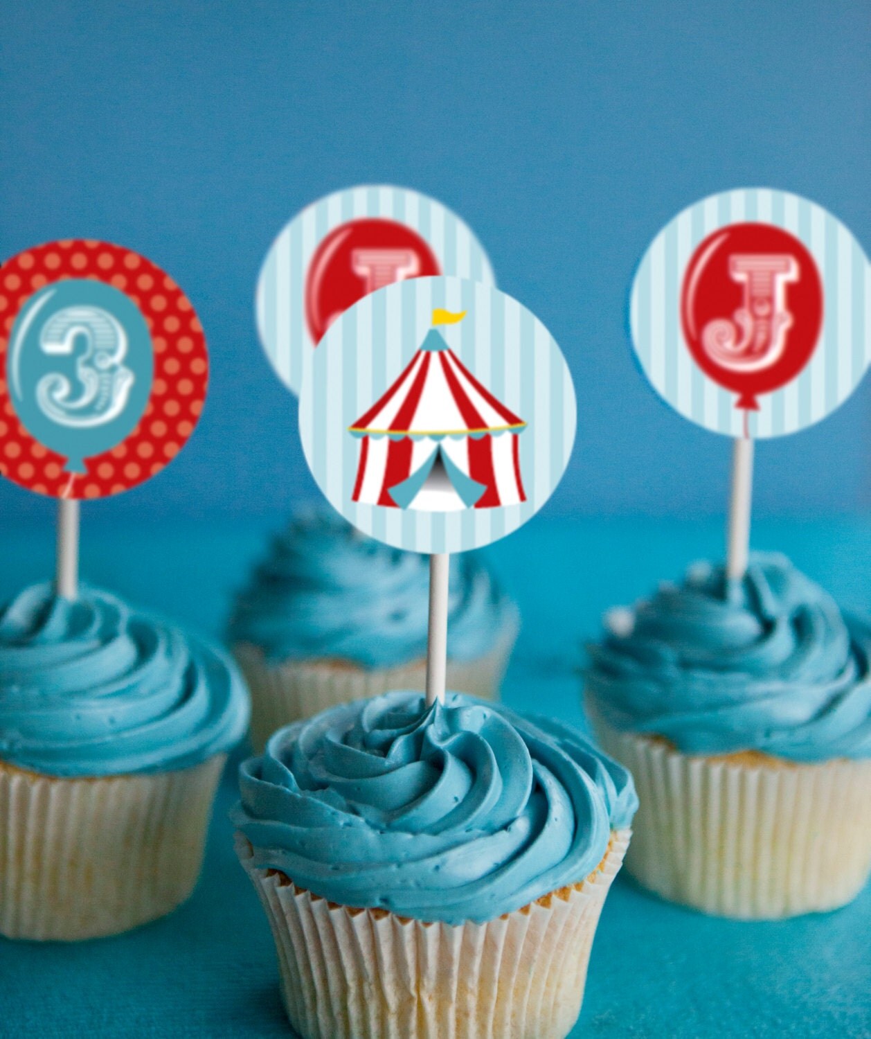 Carnival Party Cupcake Toppers Set of 12 Instantly