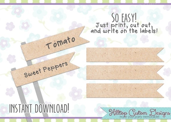 INSTANT DOWNLOAD Premade DIY Plant Markers, Straw Flags, Toothpick Flags, Multipurpose Flag Markers. You Print.