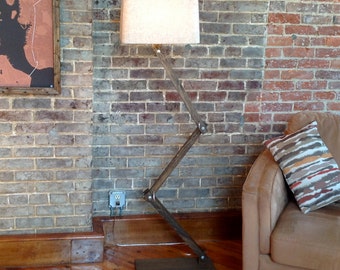 Floor Lamp, Rustic Zig-Zag Floor Lamp, Industrial Lamp, Rustic Lighting, Accent Lamp, Floor Lamp, Urban Floor Lamp, Handmade,Home Decor