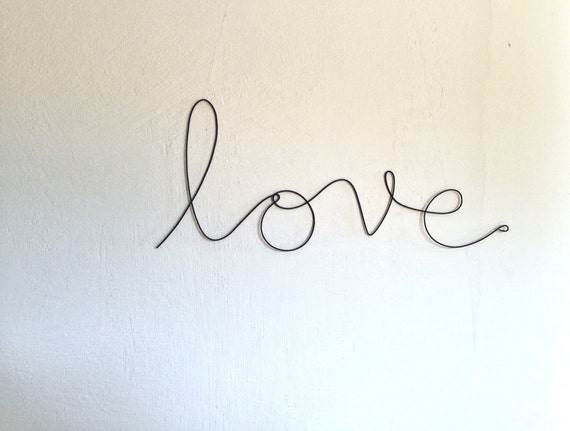 Soft cursive love wall phrase colourful aluminium