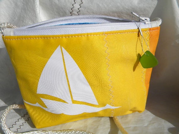 Sail Again Bags Recycled sail Gold Tangerine Sail clutch pouch