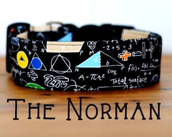 Black Geeky Math Dog Collar "The Norman"