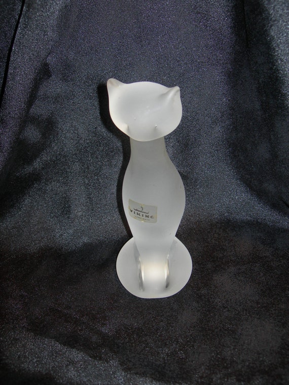 frosted glass cat figurine