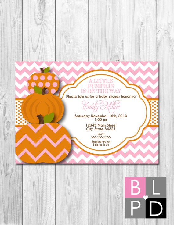 Little Pumpkin Baby Shower Invitation - Pink and Orange - DIY - Printable Il_570xn