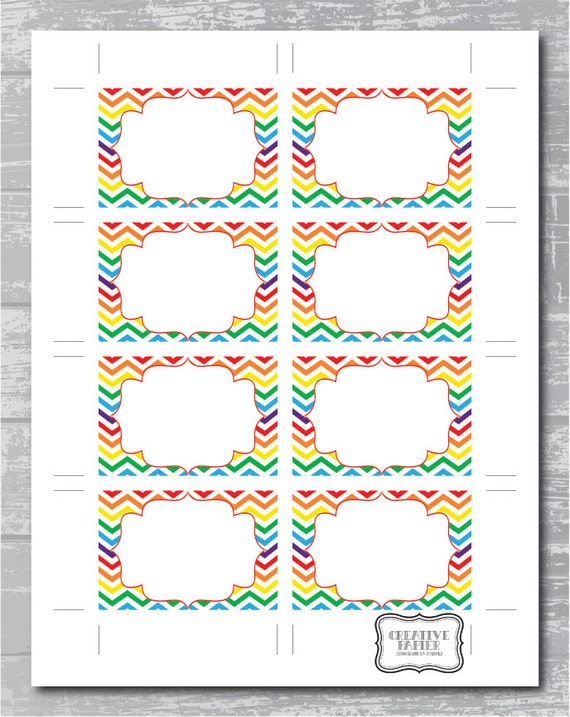 instant download rainbow chevron editable pdf printable place cards