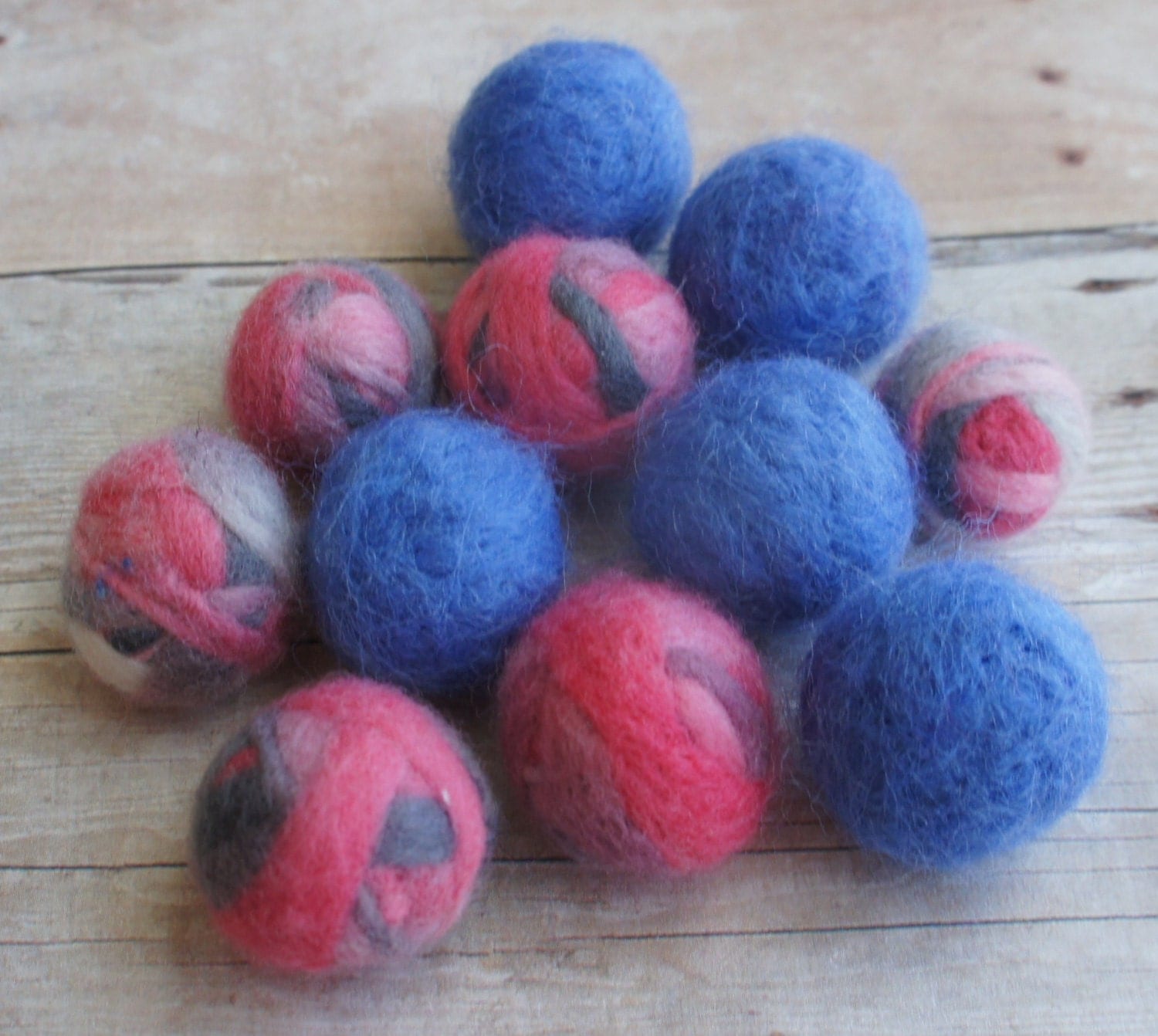 Felt Beads Extra large Beads Blue and Red shades Beads Felt