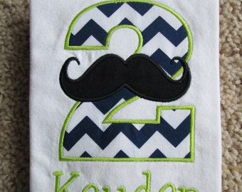 Personalized Mustache Birthday Shirt. 1st Birthday, 2nd Birthday, 3rd Birthday, 4th Birthday, 5th Birthday.