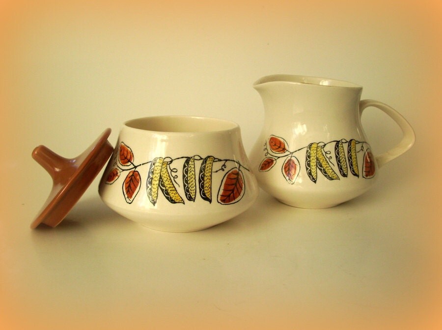 Mid Century Poole Pottery Cups and Saucers Lucullus Design Set