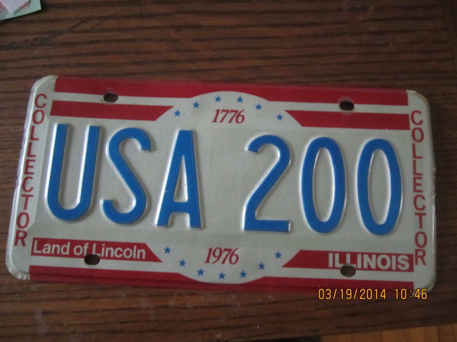 Collectors Bicentennial License Plate Land of Lincoln Illinois