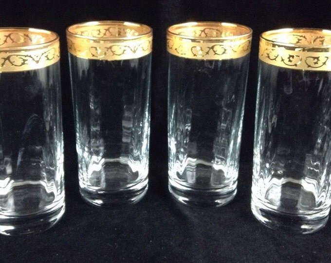 Cocktail Tumblers, 22 K Gold Rim Cocktail Glasses, Gold Rimmed Cocktail Glasses, Highballs Glasses, Gift For Him, Gift For Dad