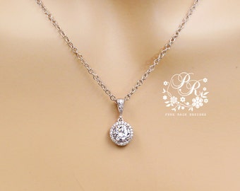 Wedding Necklace Zirconia Necklace Flower Girl Wedding Jewelry Wedding Accessory Bridal Necklace Bridal Jewelry Bridesmaid Necklace Tvis