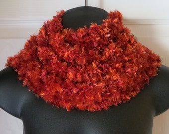 AUTUMN RED..Crochet Scarf..Cowl..Skinny Scarf..Gift