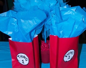 Dr. Seuss Cat in the Hat Loot Bag Labels - Thing One Thing Two - Cat in the Hat Birthday Party - DIY Printable - Instant Download
