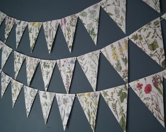 Botanical Bunting, Floral Banner, Botany Art, Spring Bunting, Botanical Illustration, Summer Garland, Botanical Pictures, Wedding Decor