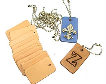 Leather Key Fob Kit 1" x 1-5/8" w/ key chain 10 pack