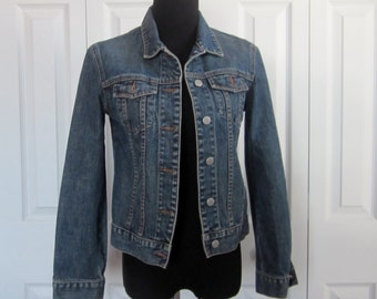 Vintage Grunge Denim Jacket Hipster Jean Jacket Womens Teen Girls Size ...