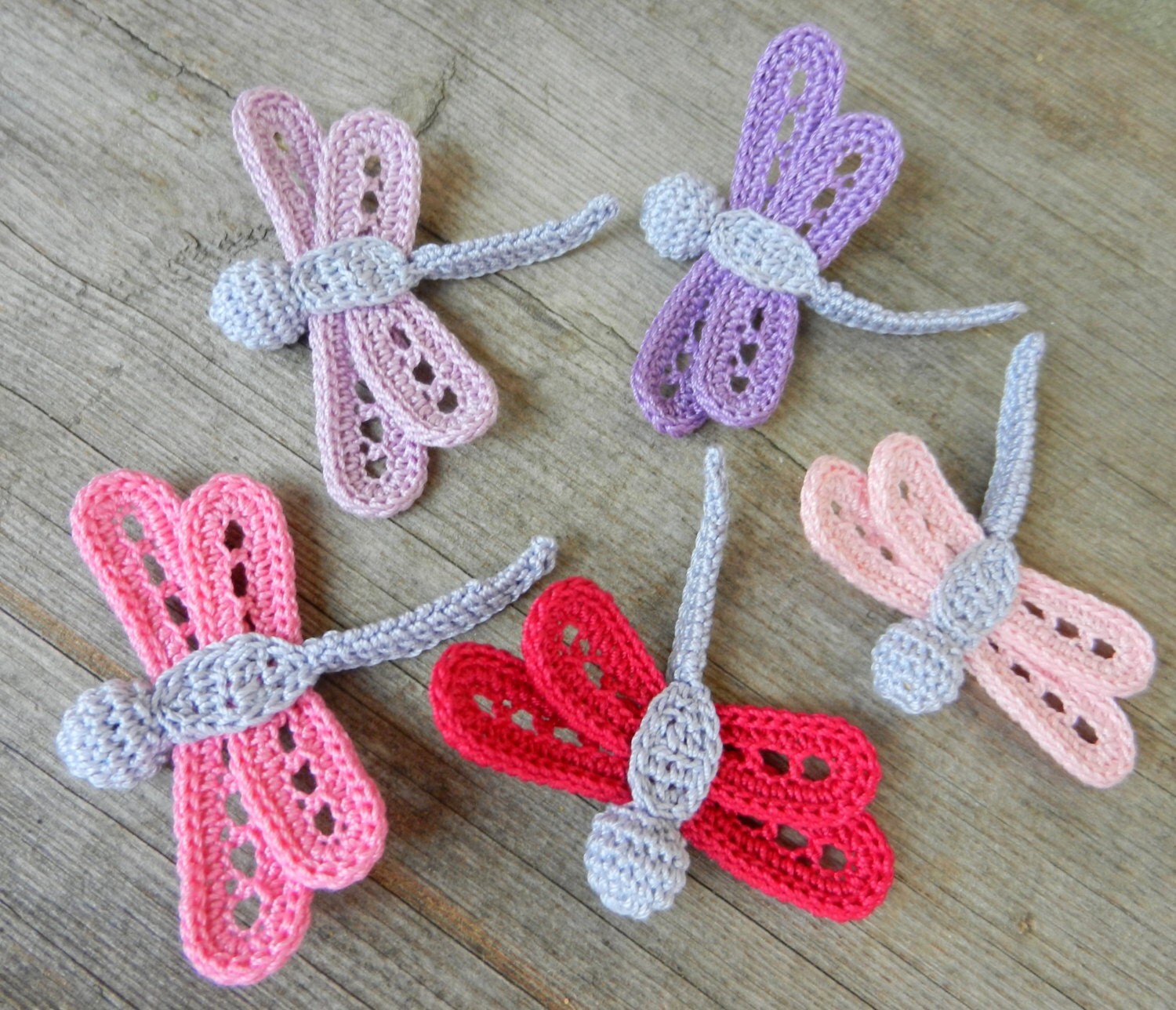 Crochet dragonfly Crochet applique Pink Purple by MioLBoutique