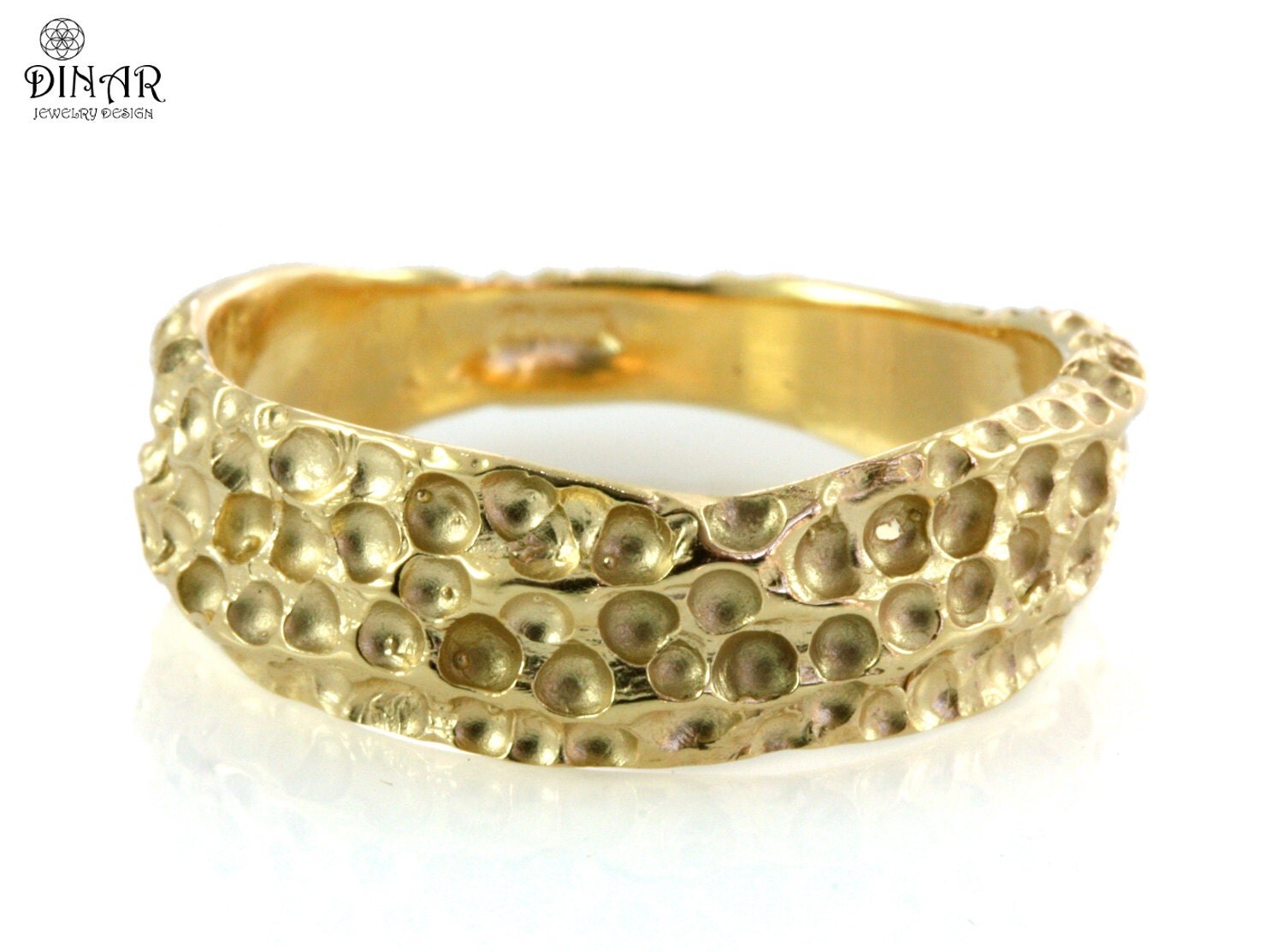14k Gold ring Textured wedding band by DINARjewelry