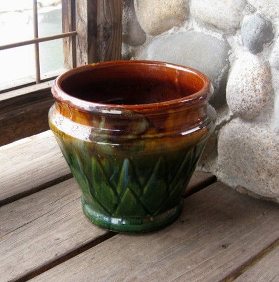 Nelson McCoy Pottery Jardiniere Planter Vase Blended Drip