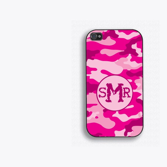 Items similar to Monogrammed Pink Camo Iphone 4/4s case rubber or