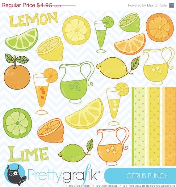 40% OFF SALE citrus lime, lemon, orange clipart commercial use, vector graphics, digital clip art, digital images - CL303 Il_570xn