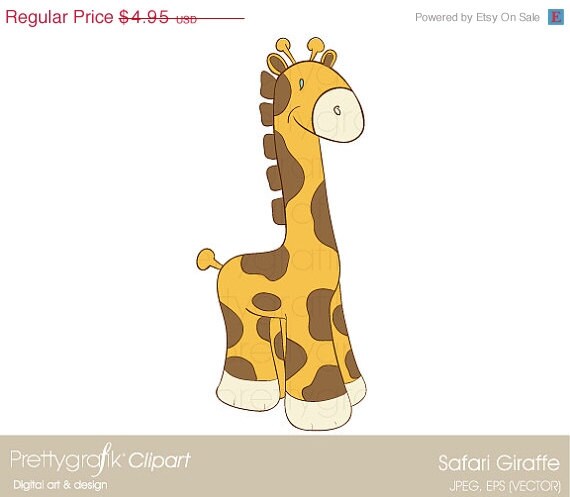 60% OFF SALE Safari Giraffe, Digital Clipart for scrapbooking & design, personal and commercial use - CL349 Il_570xn