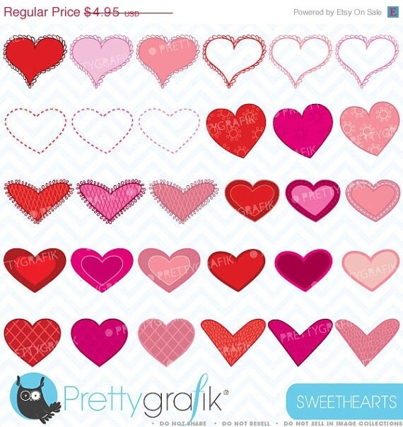 60% OFF SALE valentine hearts clipart commercial use, vector graphics, digital clip art, digital images - CL447 Il_570xn