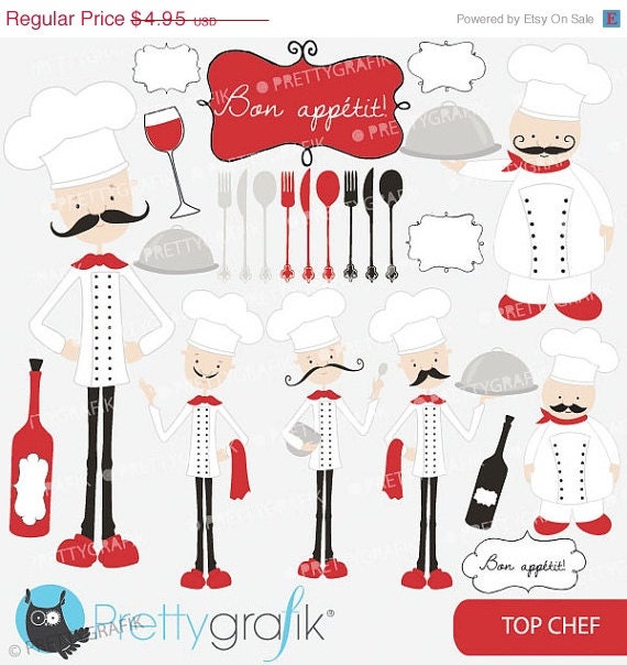 80% OFF SALE chef kitchen clipart commercial use, vector graphics, digital clip art, digital images - CL557 Il_570xn